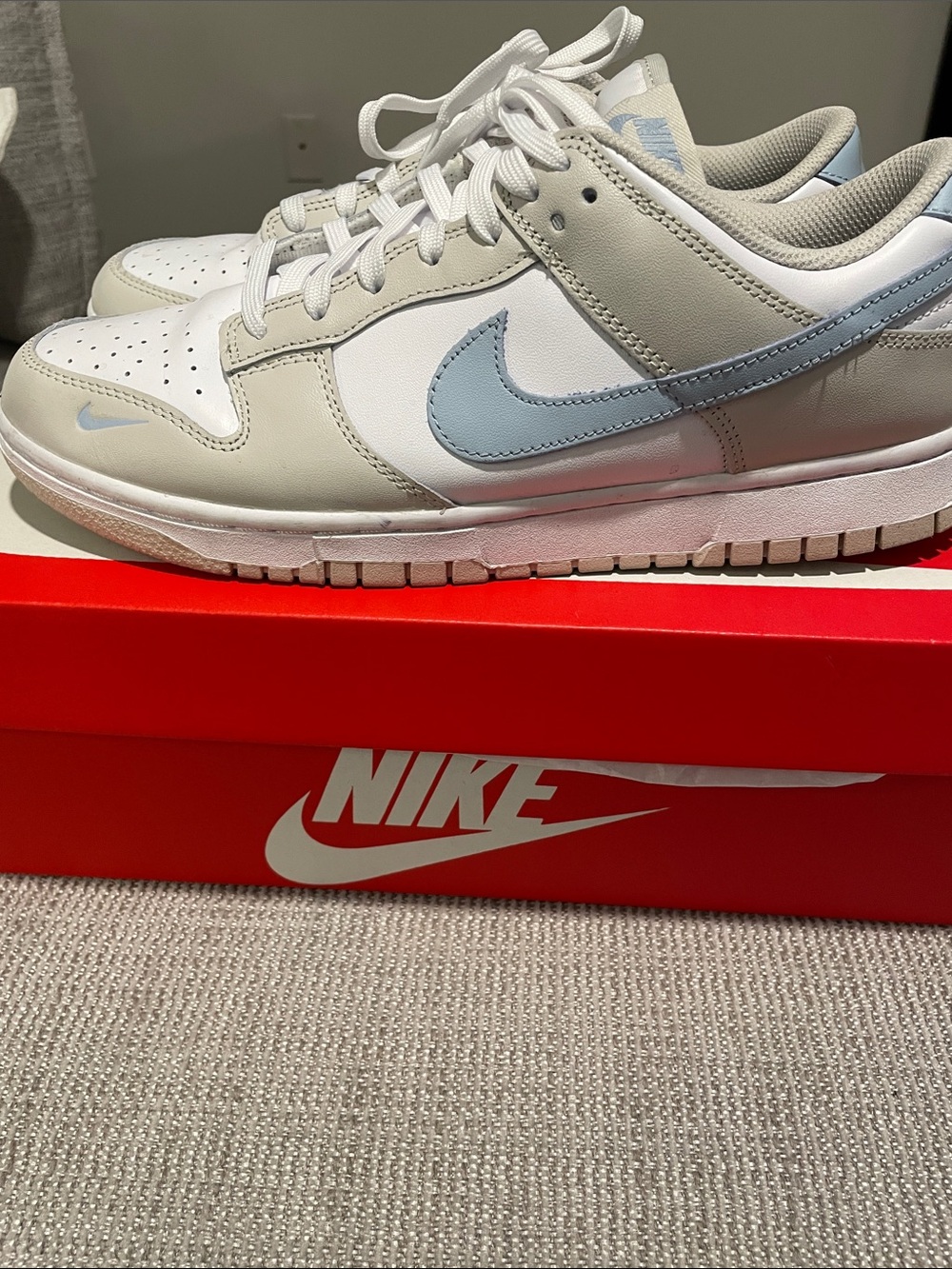 Nike Dunk Low Sneakers White Light Blue Gray - Picture 6 of 7